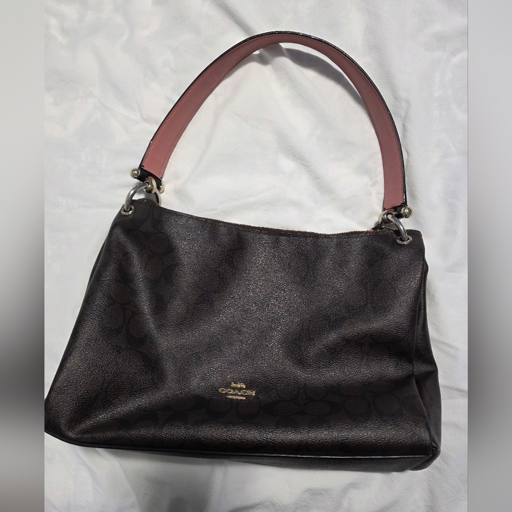 Coach Dark Brown and Pink Shoulder Bag